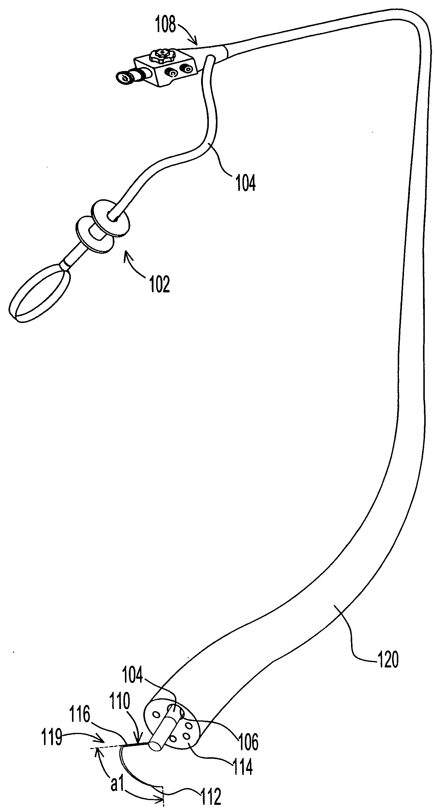 Endoscopic instrument assembly with separable operative tip and associated medical method