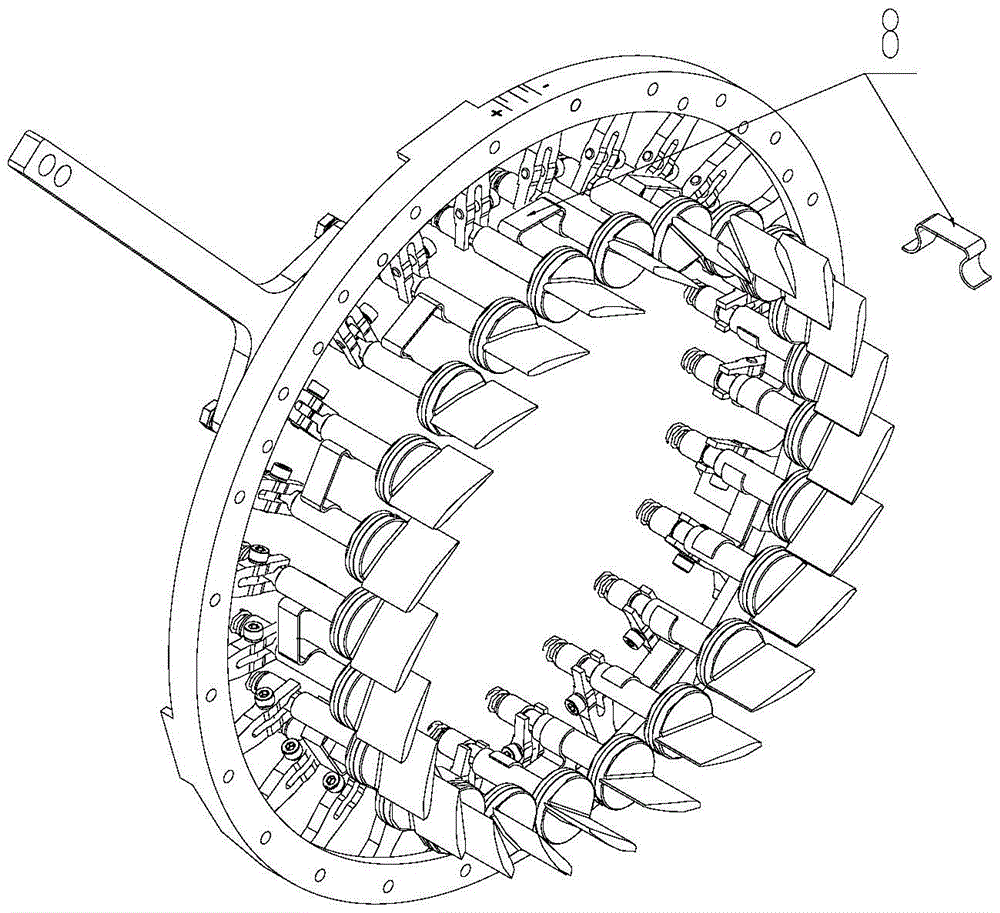 Adjustable nozzle ring structure of marine mixed-flow turbocharger