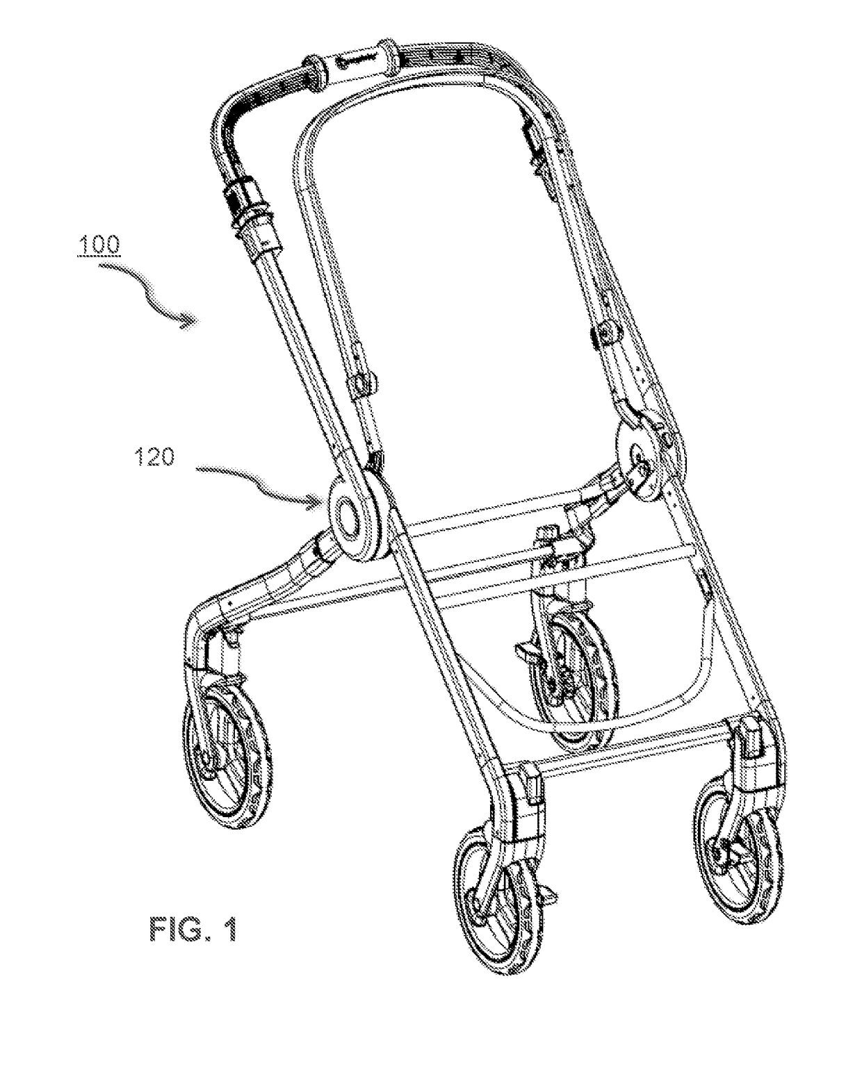 Collapsible stroller having central hub system