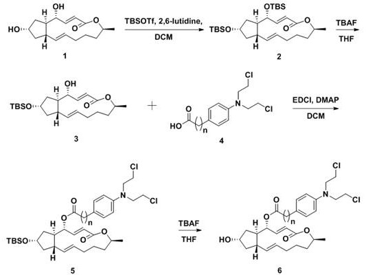 A kind of preparation method and application of 4-position splicing nitrogen mustard derivatives of brefeldin a