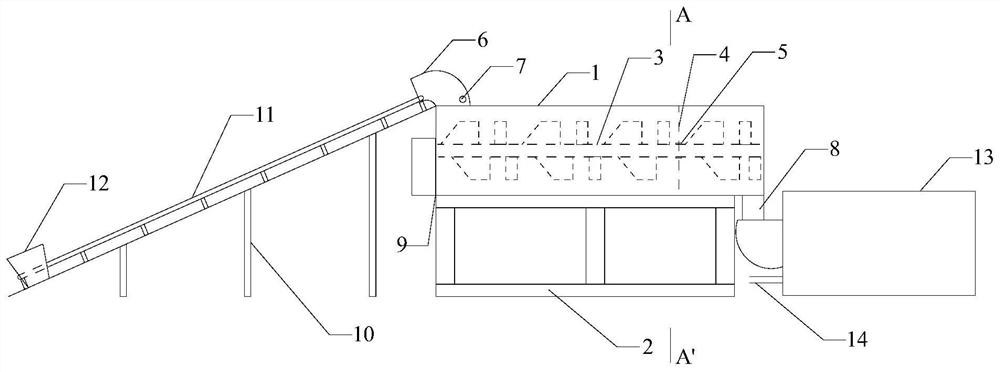 Spiral continuous stirring device for paste filling material and paste material preparation method