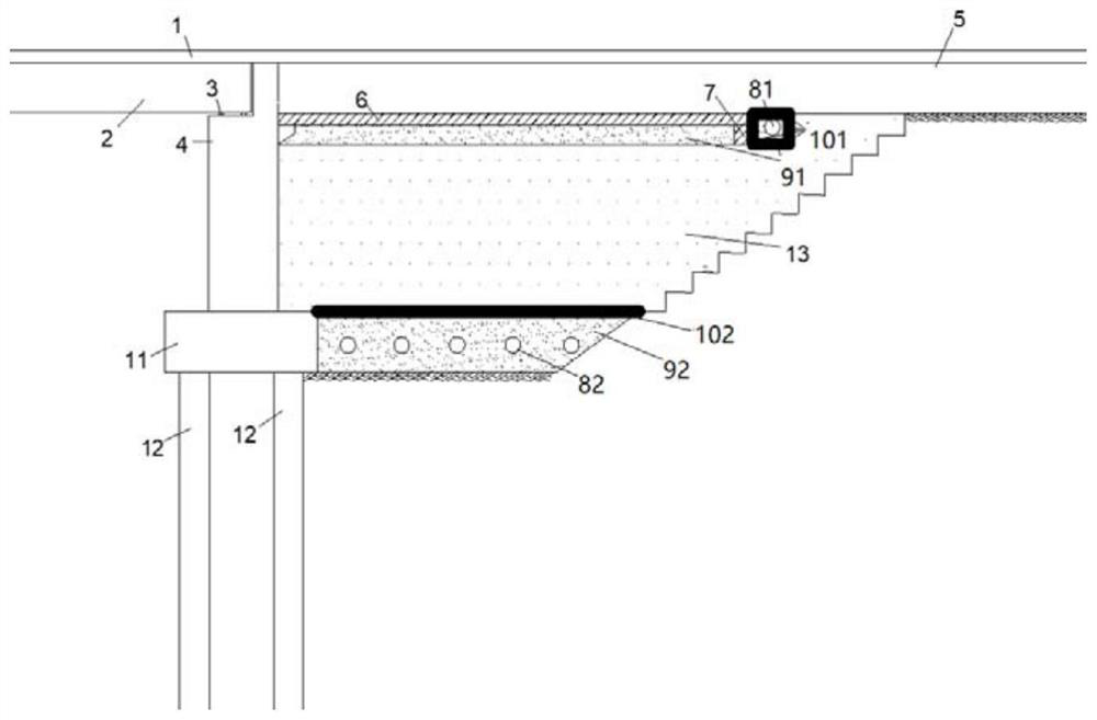 Bridgehead roadbed composite structure for preventing bumping at bridgehead and construction method