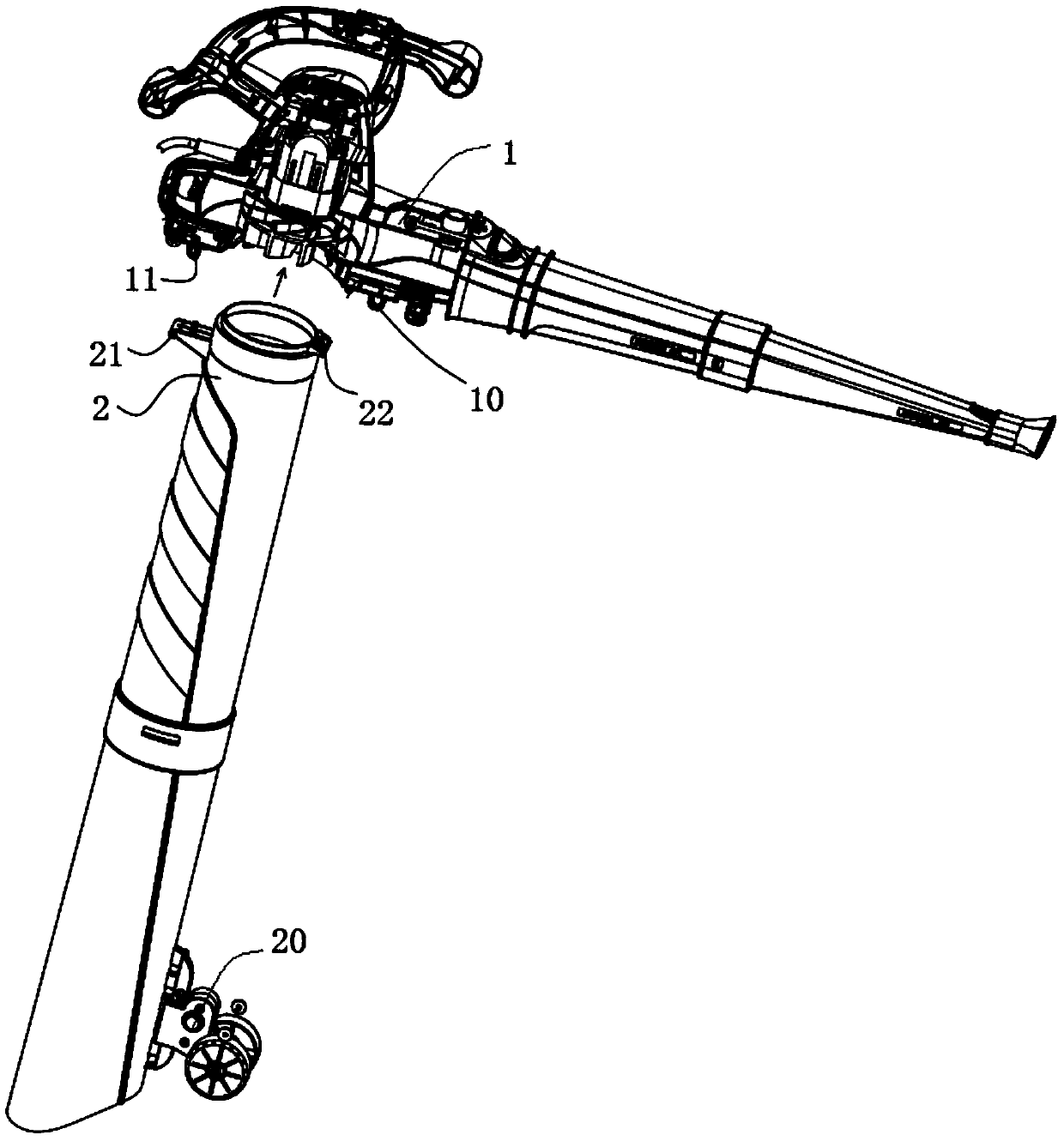 Air pipe wheel system improved structure of leaf blowing and sucking machine