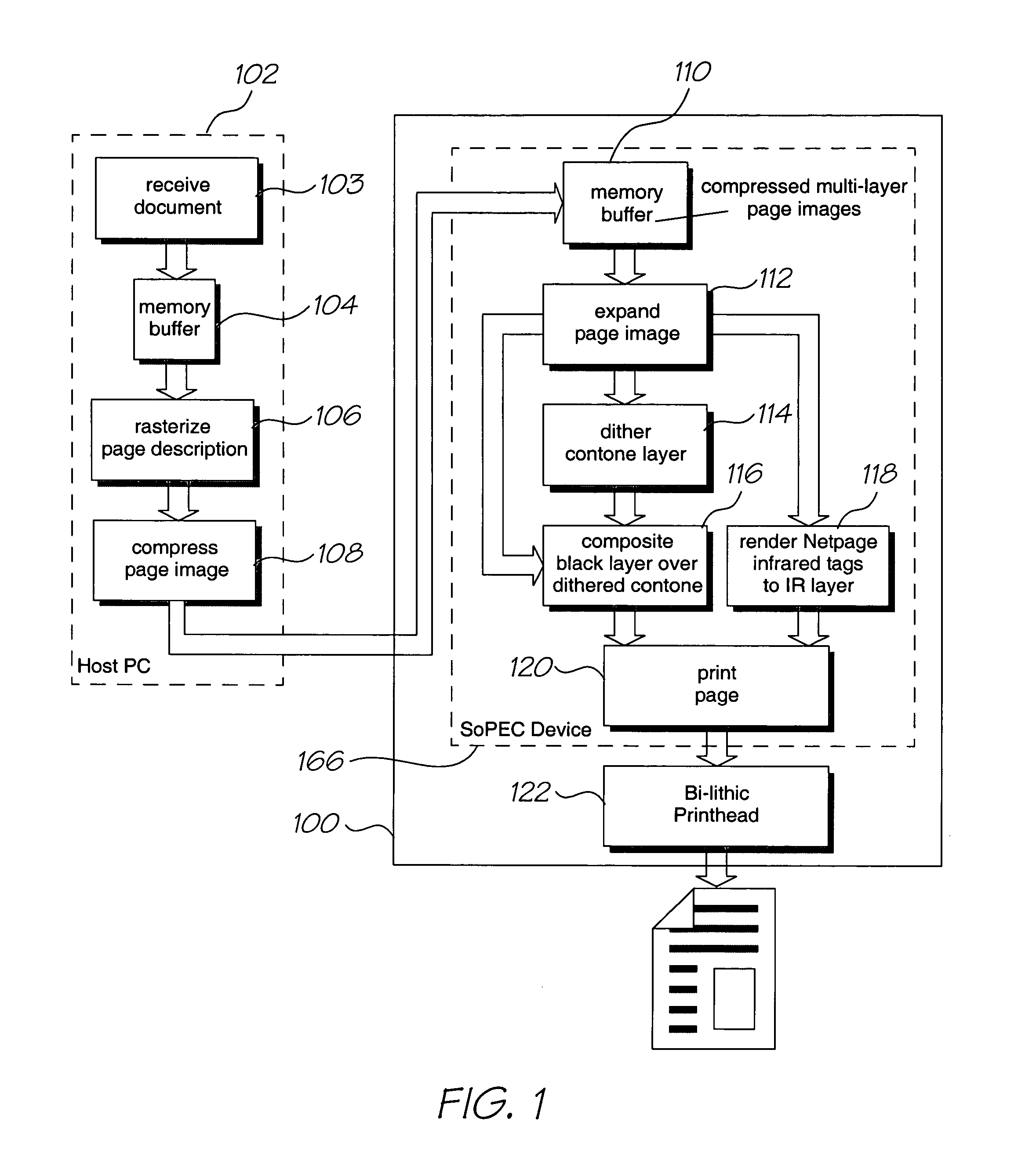 Display device configured such that an edge of print media is visible above an upper edge of the device