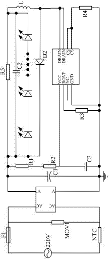 LED waterproof module based on AC single point lamp