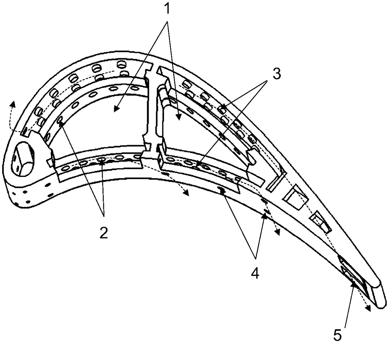 Double-wall cooling and film cooling combined turbine blade structure