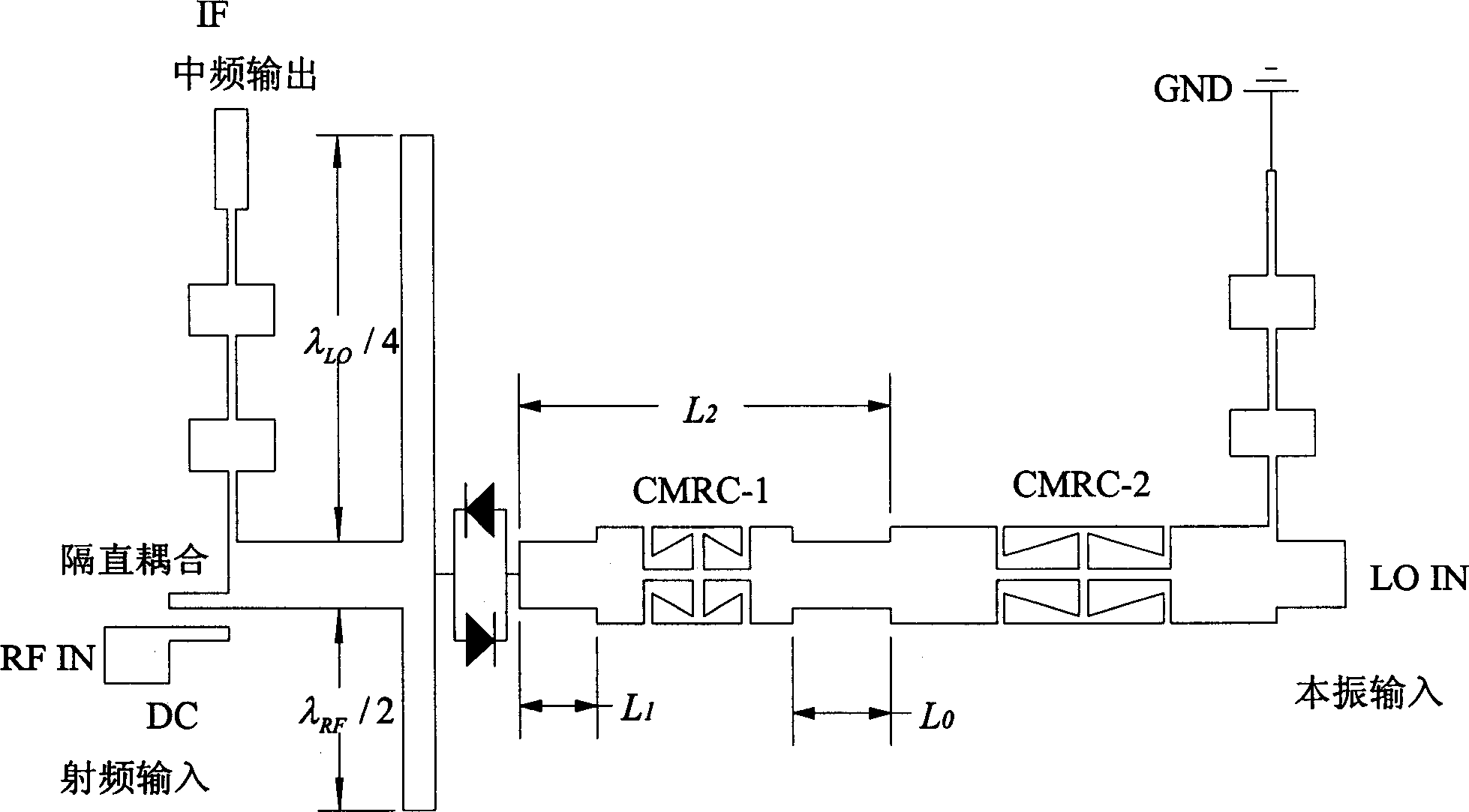 Micrometer wave and milimeter wave guartic harmonic mixer