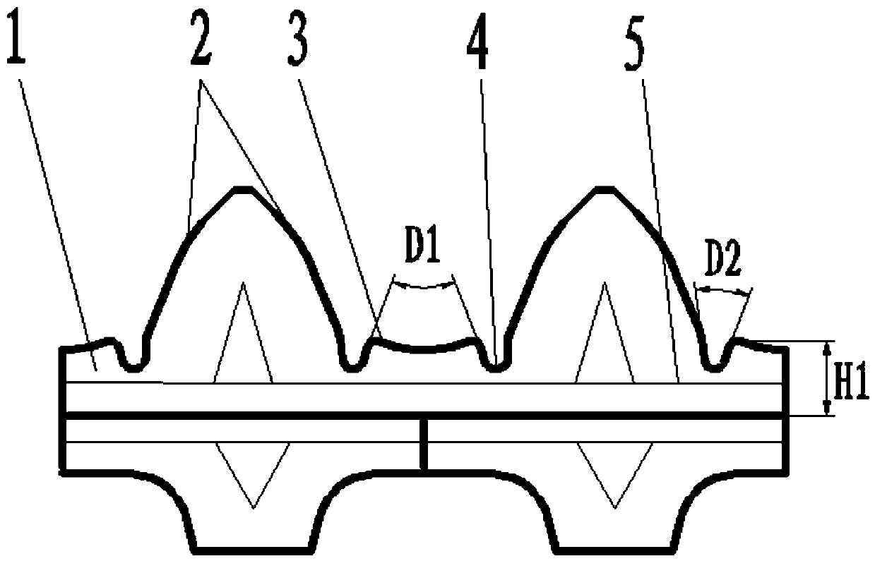 High-speed T-shaped associated tooth root wrapping tooth top type anti-drop rubber caterpillar