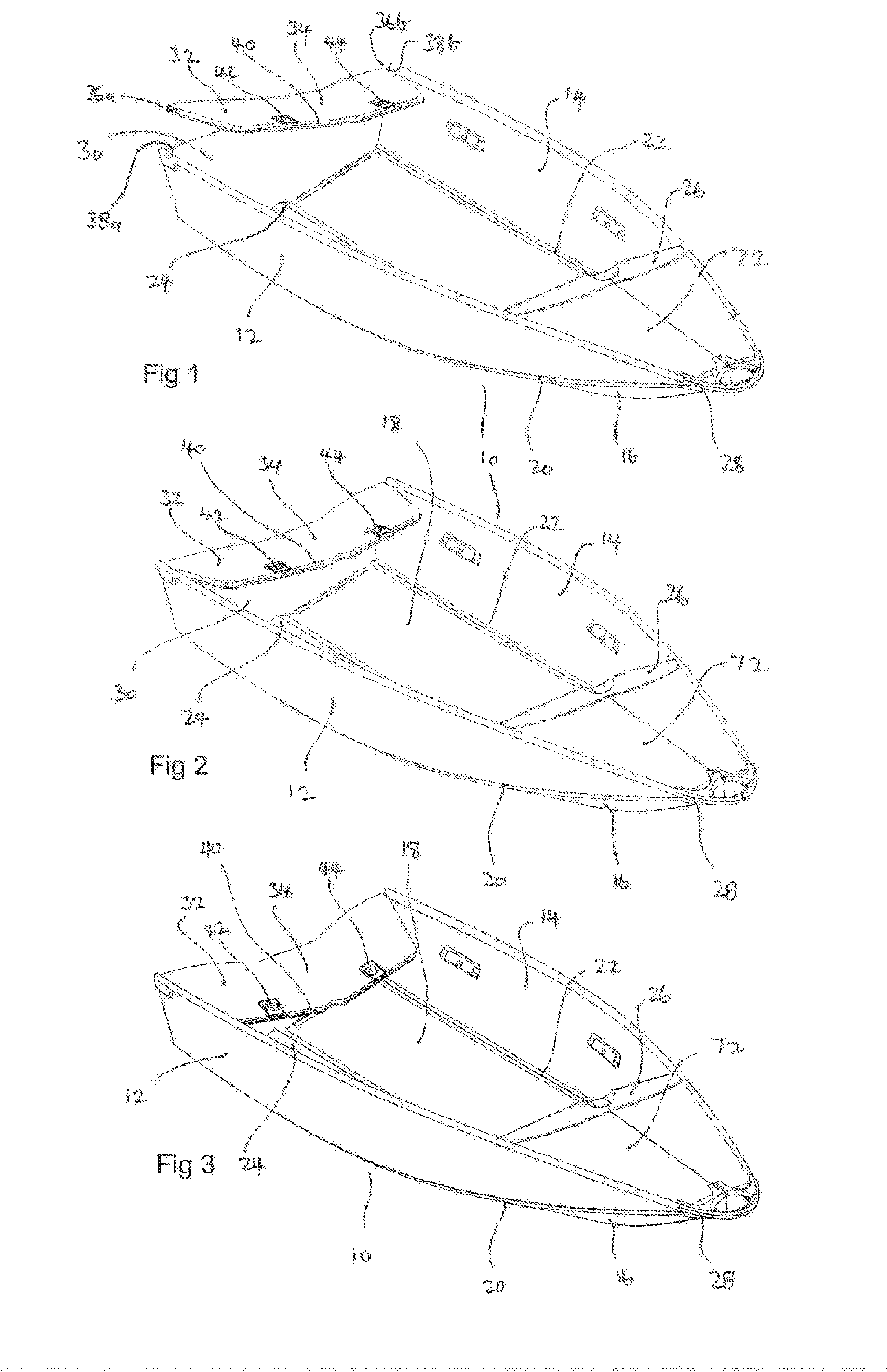 Stern Transom and Seating of a Collapsible Boat Hull