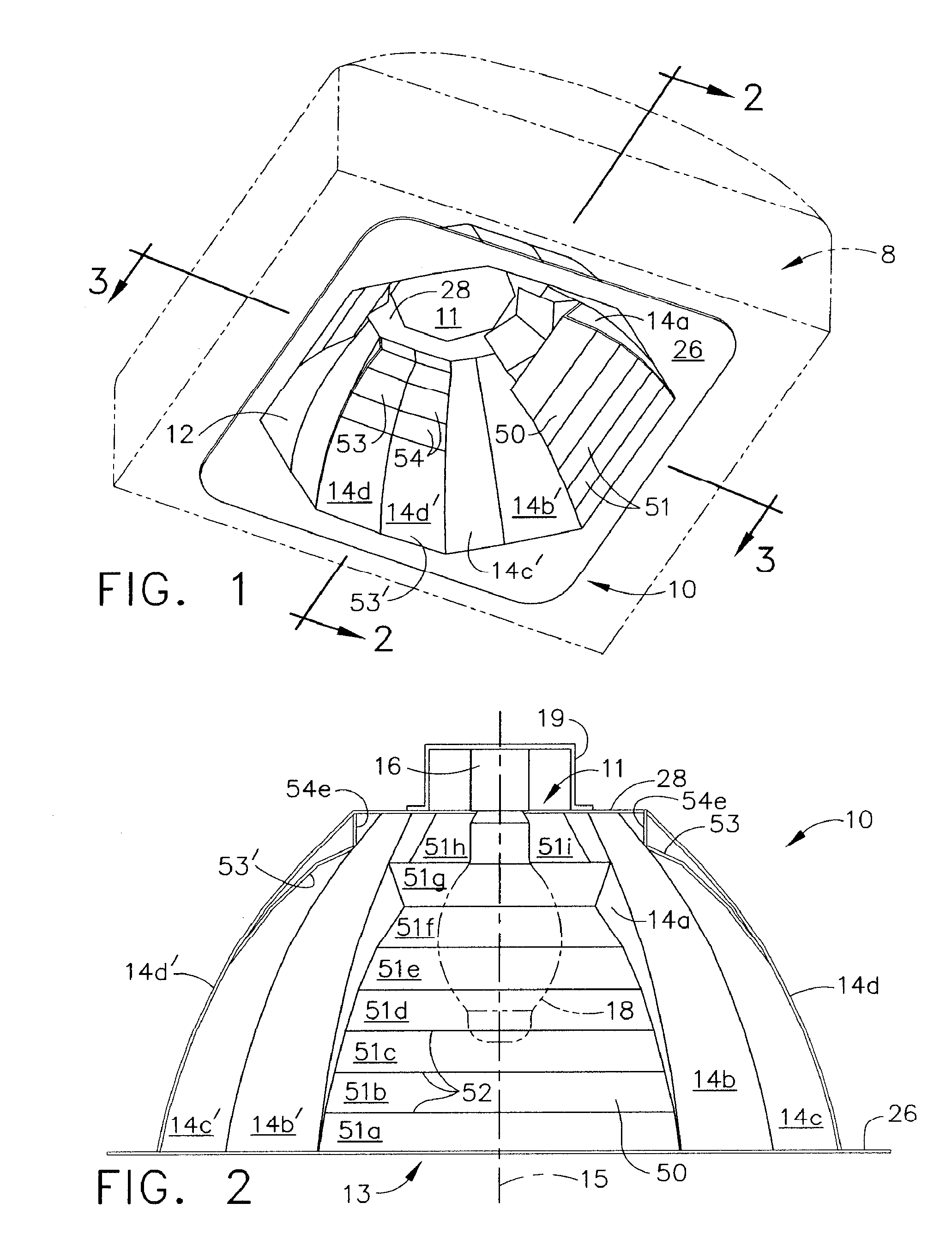 Self-standing reflector for a luminaire