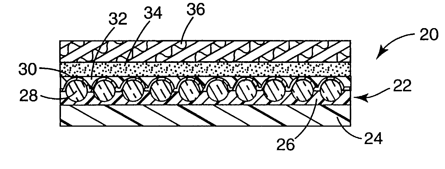 Particulate transfer film with improved bead carrier