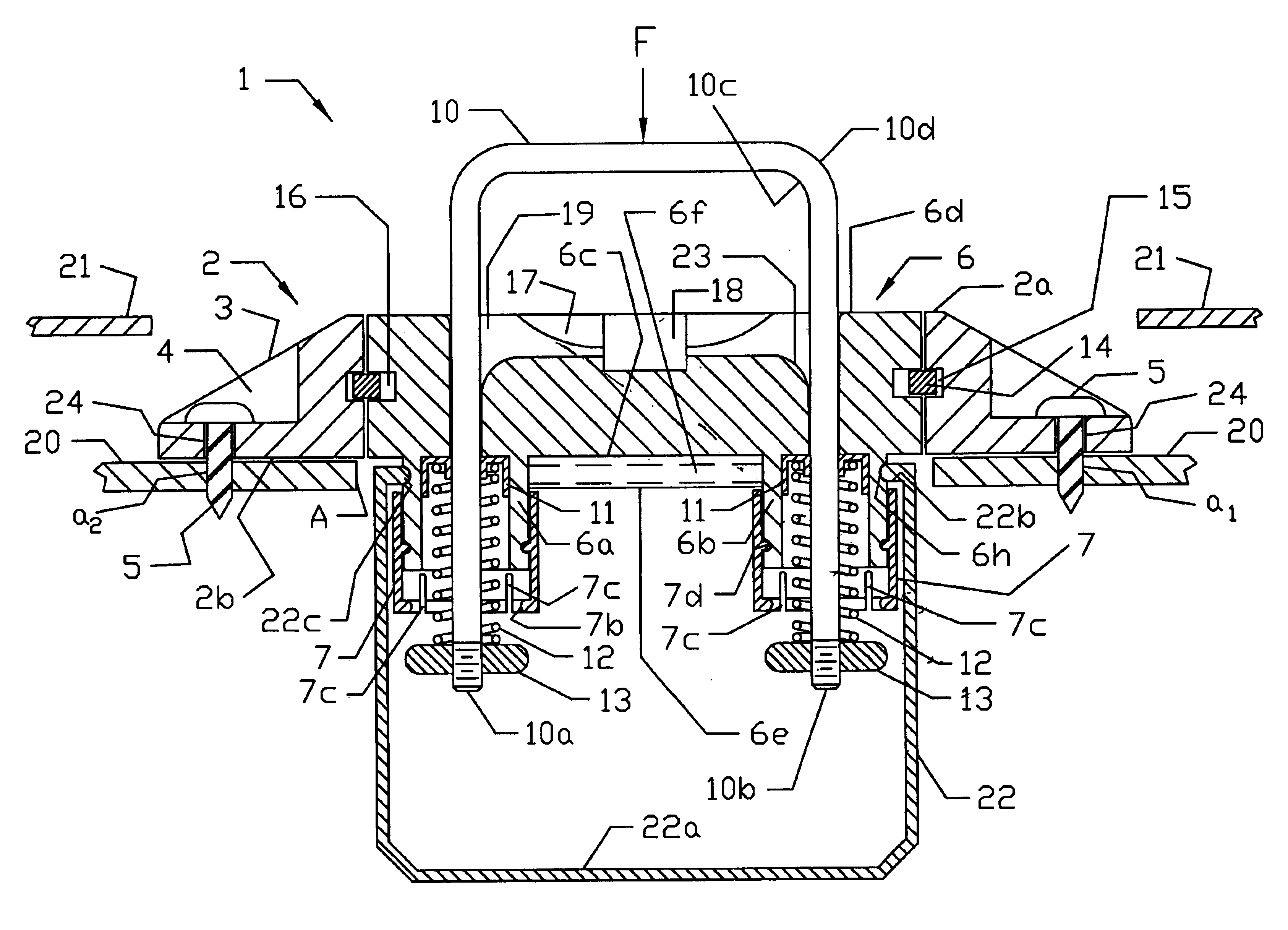 Retractable anchor device and method of mounting the anchor device