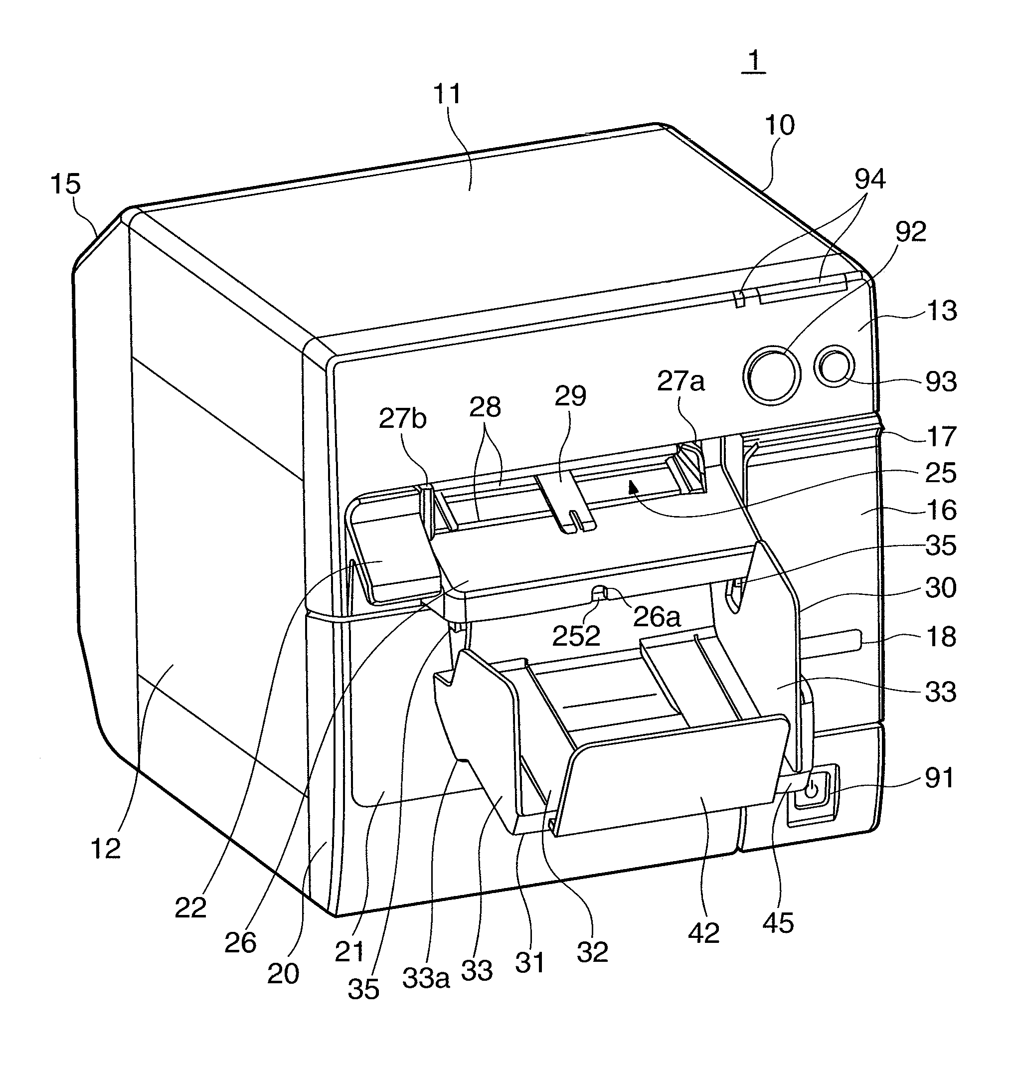 Recording device, and support mechanism for side guide members in a recording device