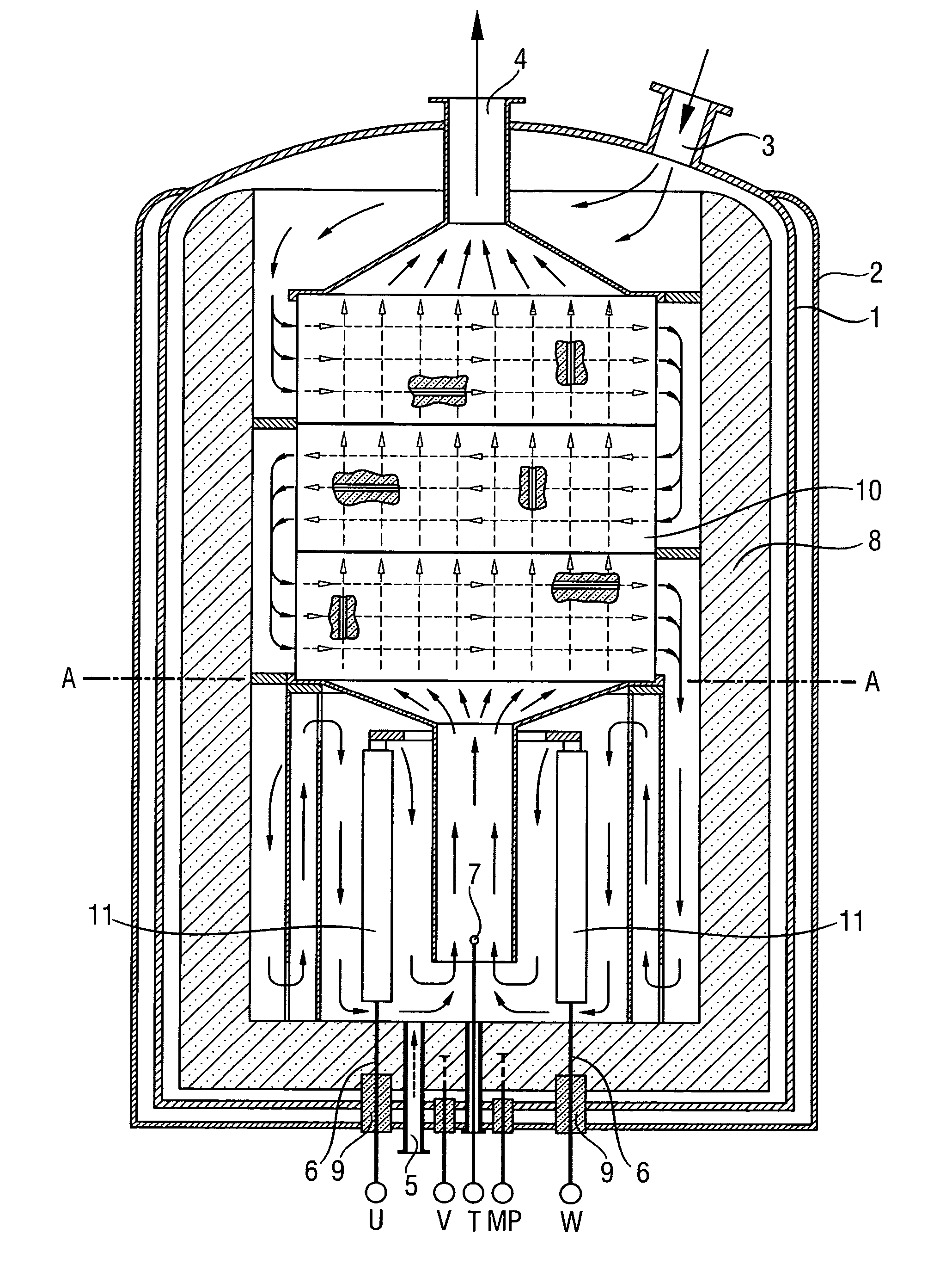 Process and apparatus for the hydrogenation of chlorosilanes