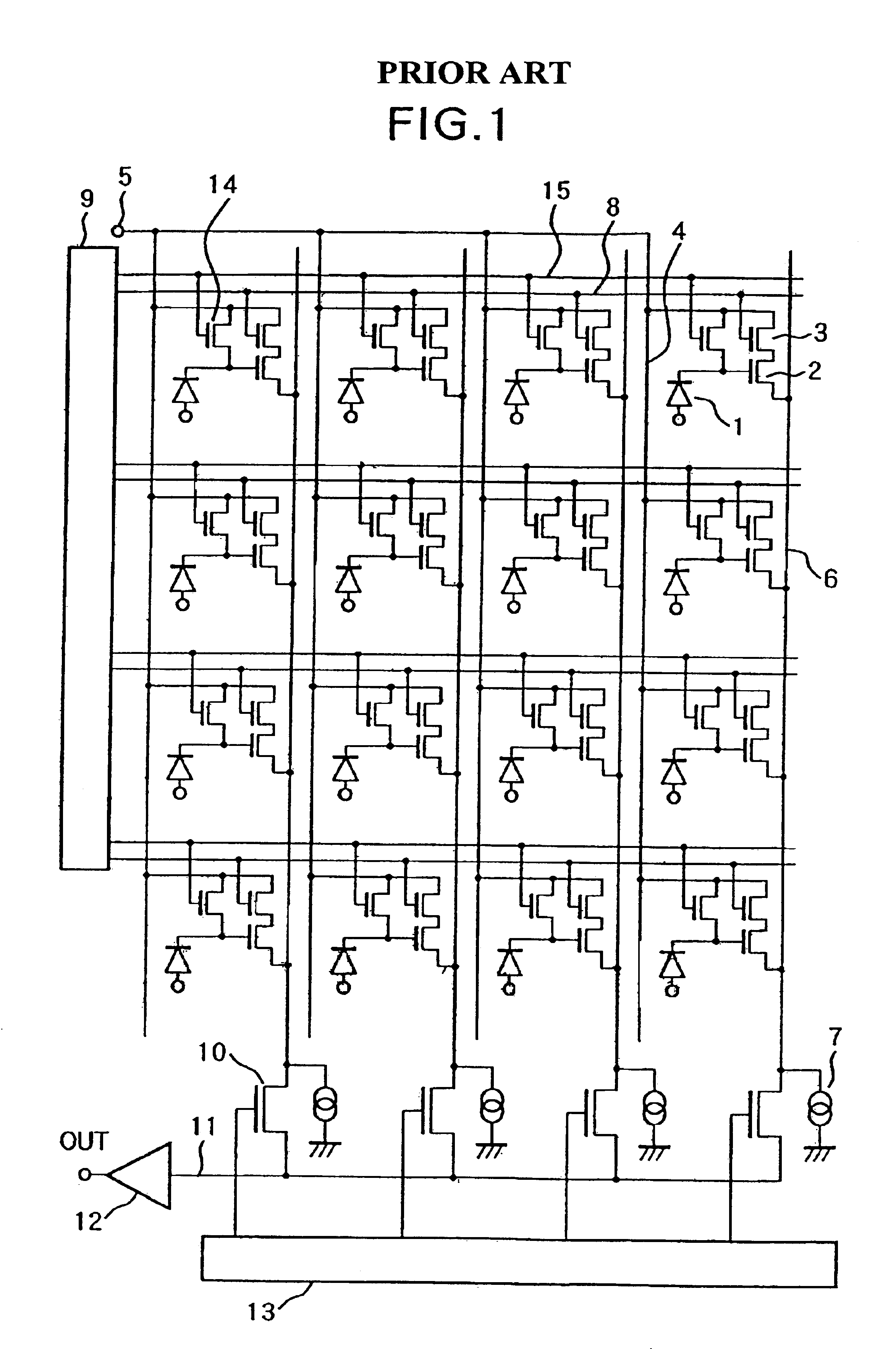 Image sensing device using MOS type image sensing elements