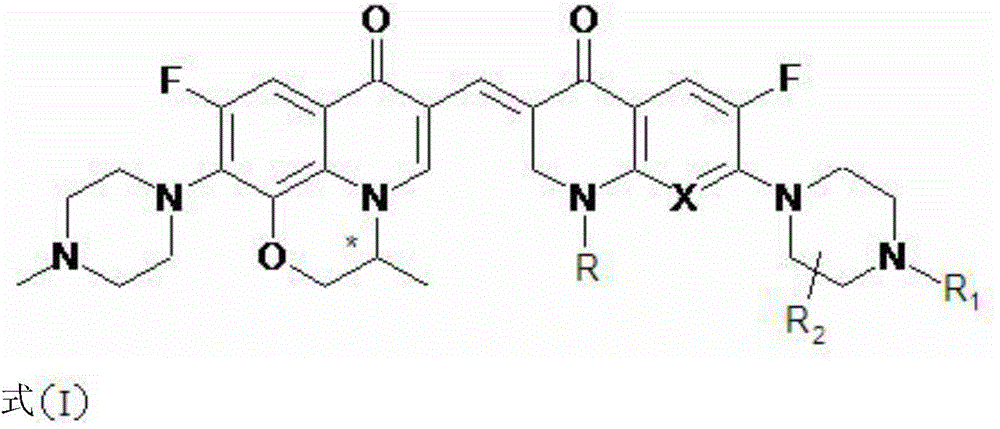 A kind of 3,3'-methylene-bisfluoroquinolone derivative of chiral oxazinoquinoline ring and its preparation method and application