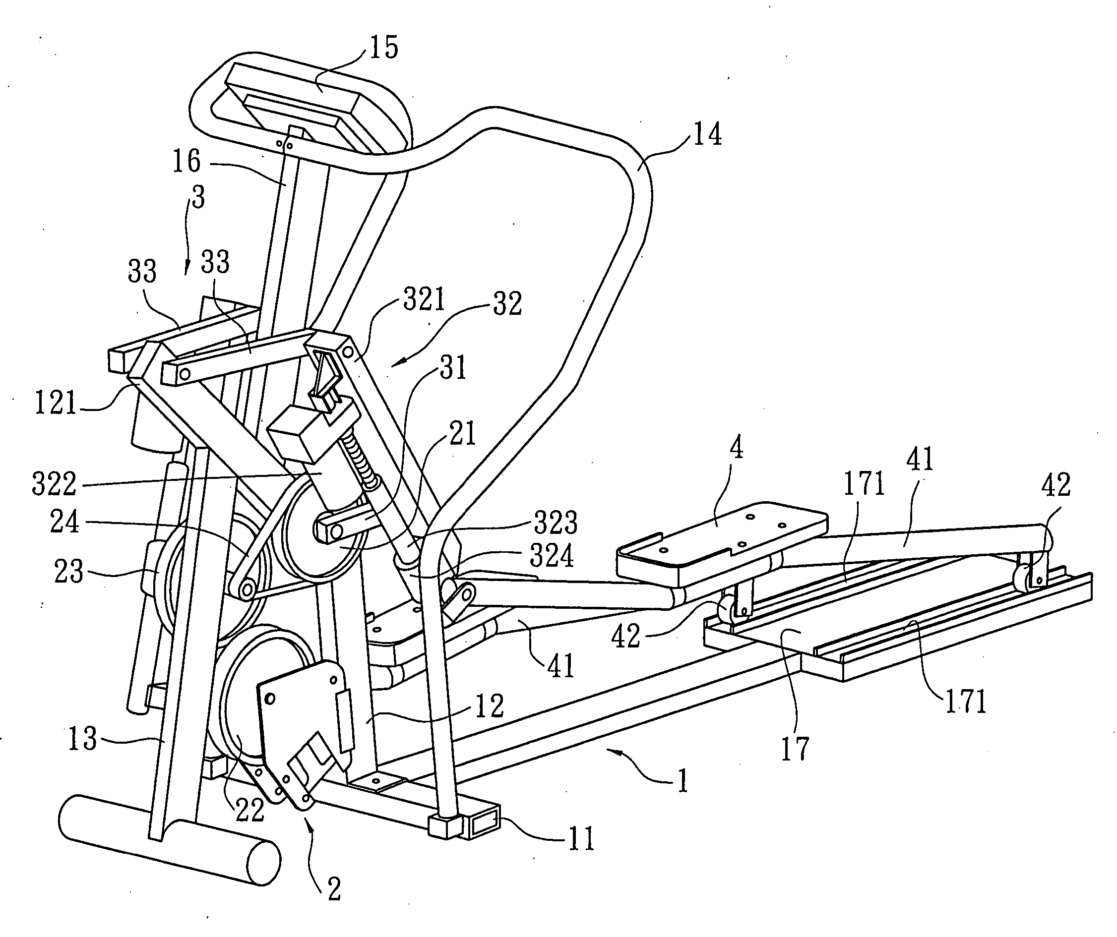 Elliptic-track treadmill with adjustable travel