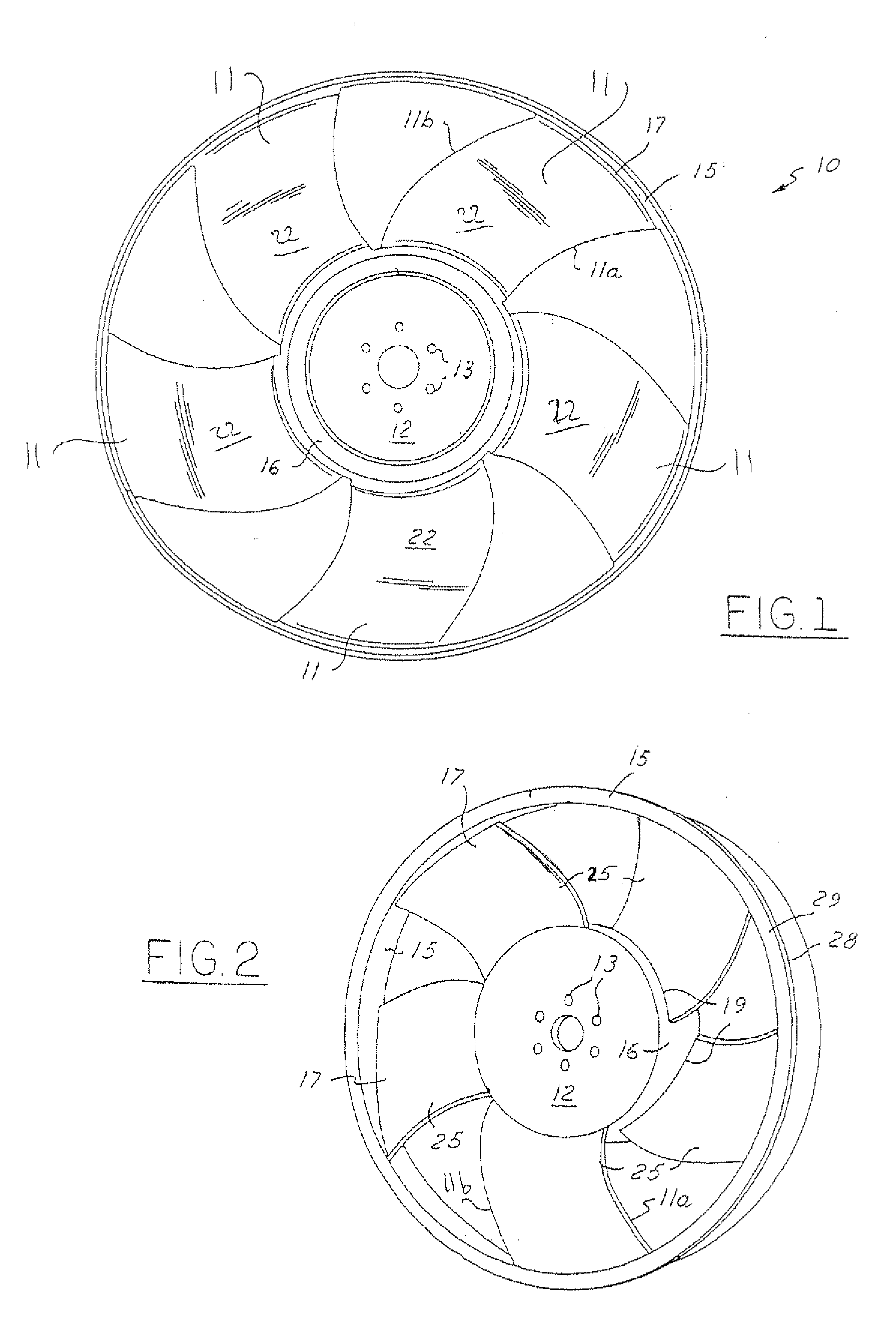 Plastic fans having improved fan ring weld line strength