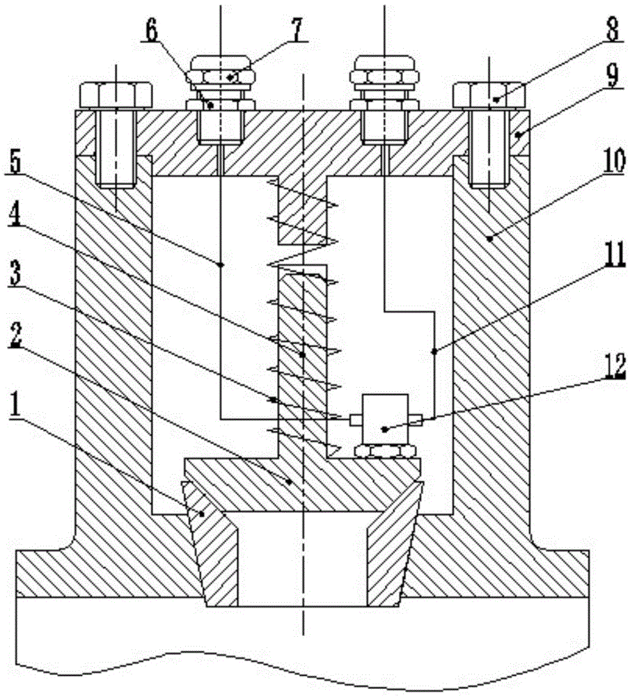 A device for simultaneously measuring the motion acceleration of the reciprocating pump valve disc and the impact force of the pump valve