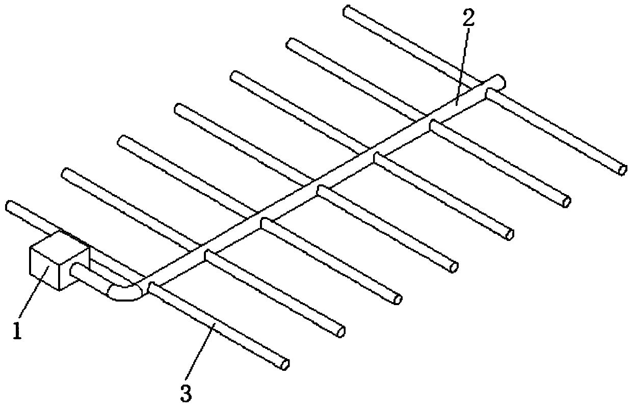 Hot-air temperature increasing and humidity reducing device for greenhouse