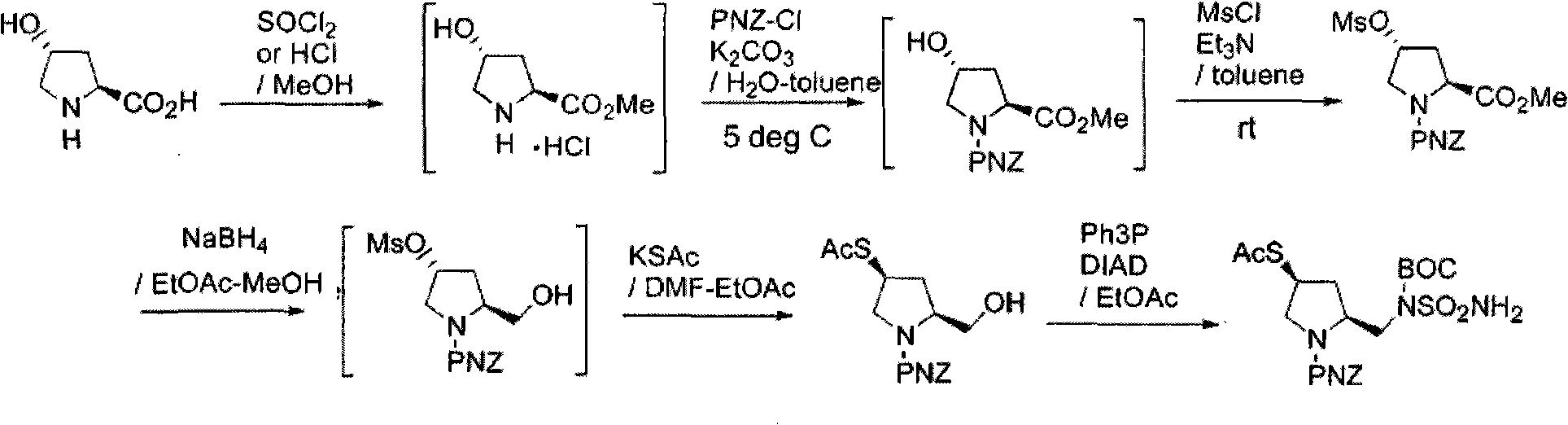 Preparation process for intermediate of doripenem