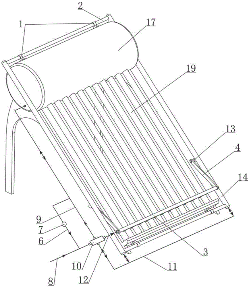 Water energy automatic cleaning device for the outer wall of solar vacuum tube