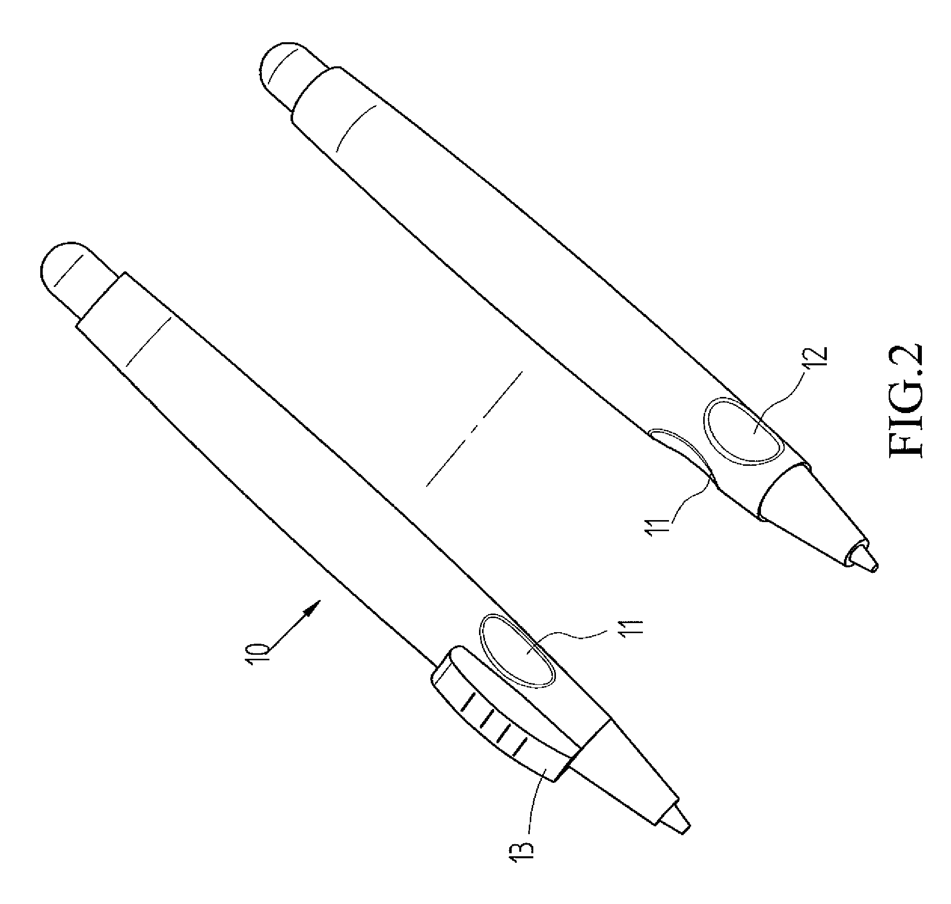 Ergonomic pen with convex device for index finger exerting force thereon