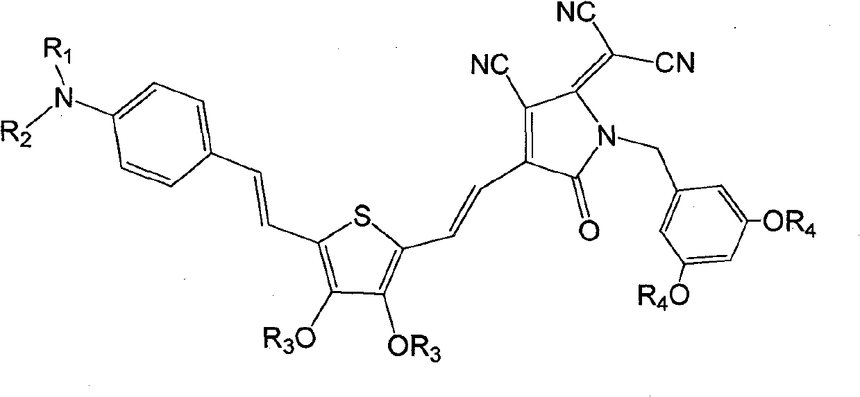 Organic second-order non-linear optical chromophore with D-Pi-A structure and decorated by tree-like group, synthesizing method and application thereof