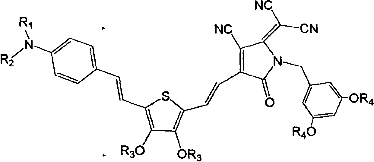 Organic second-order non-linear optical chromophore with D-Pi-A structure and decorated by tree-like group, synthesizing method and application thereof