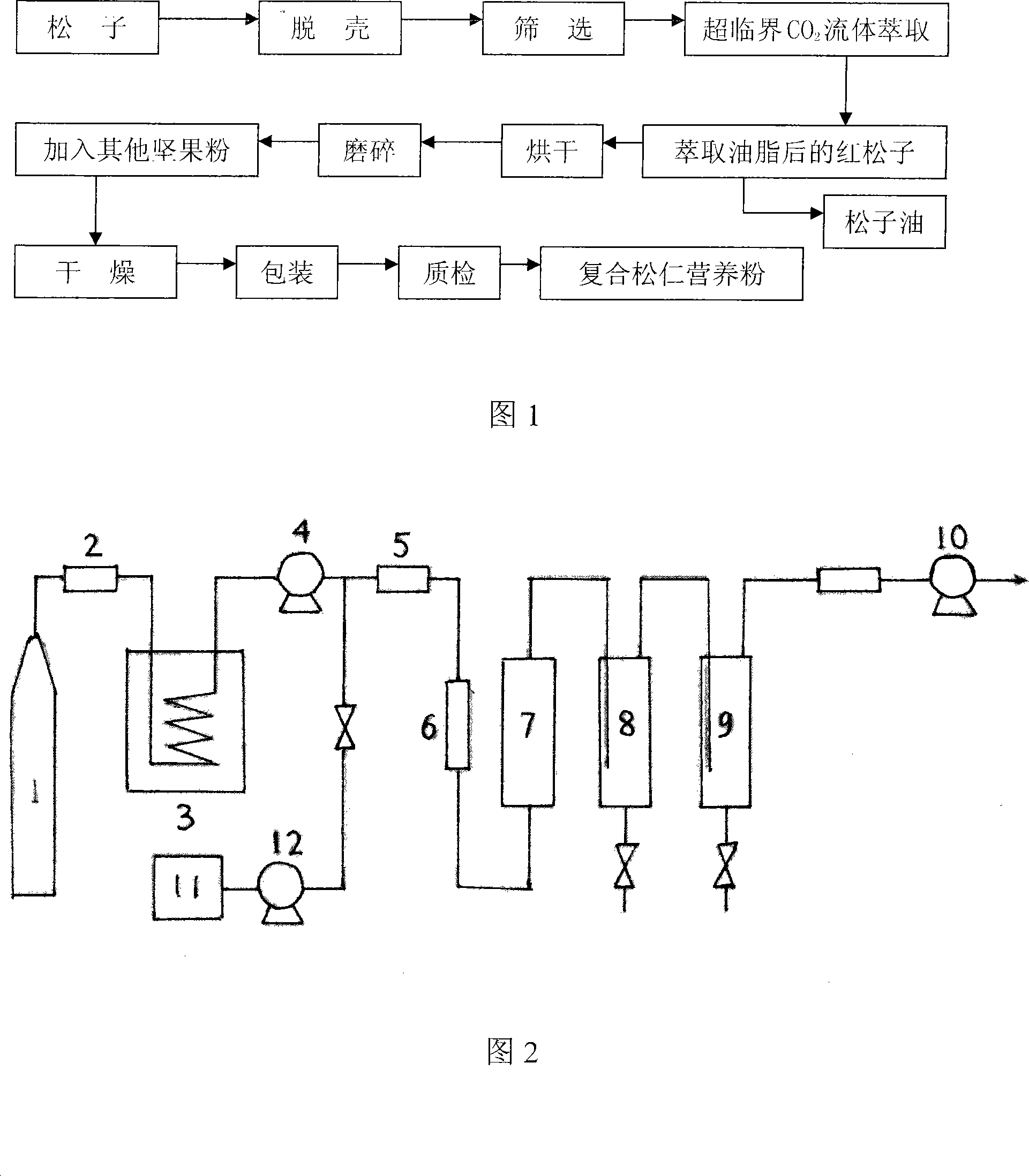 Abstraction of pine nut oil, residual oil cake food after abstracting and its preparing method