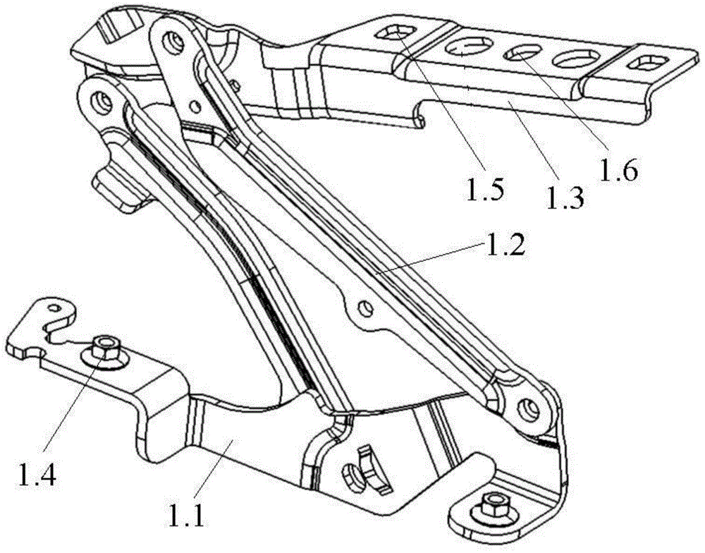 Assembly positioning tool and assembly method for four-bar linkage hood hinge