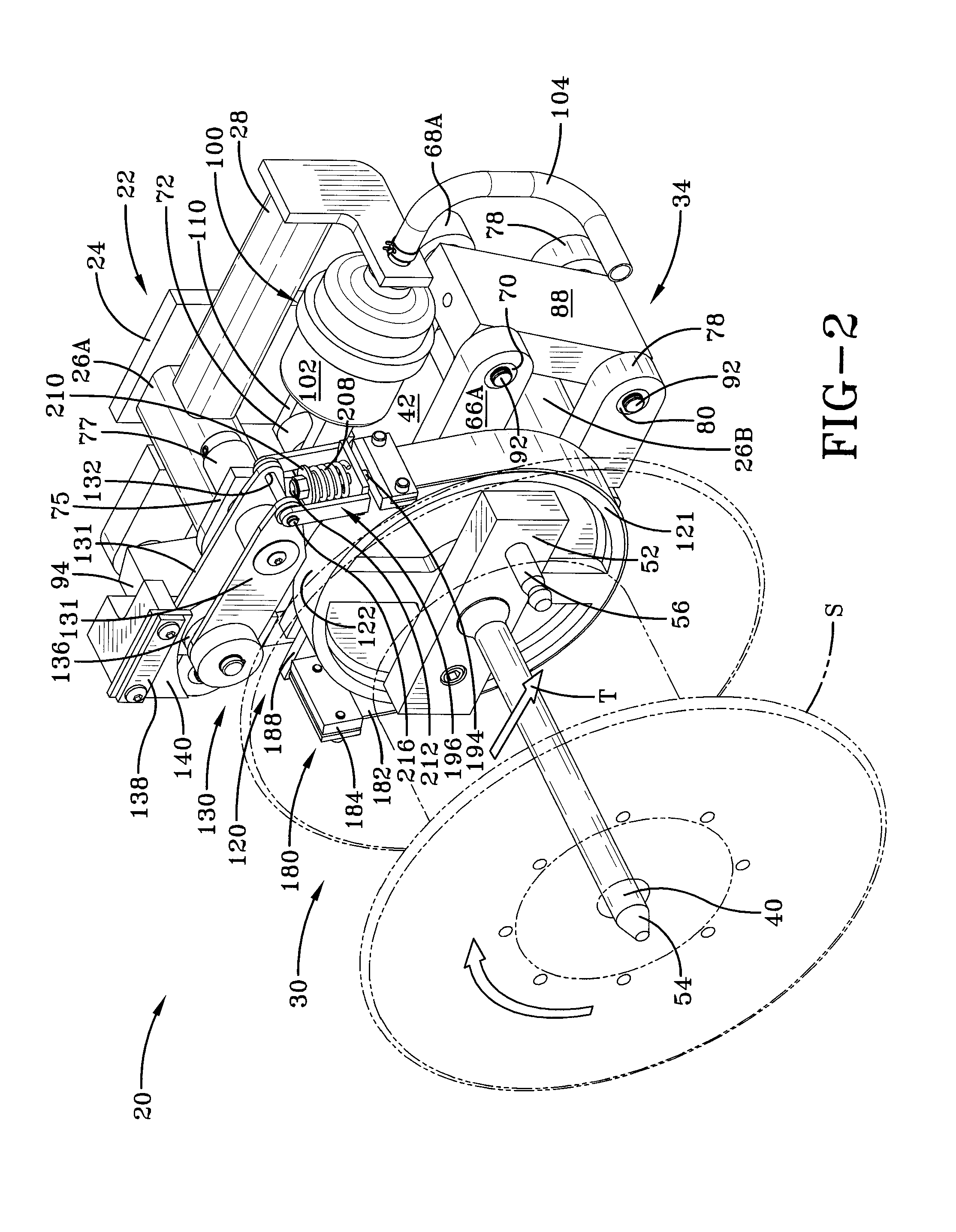 Self-compensating filament tension control device with friction band braking