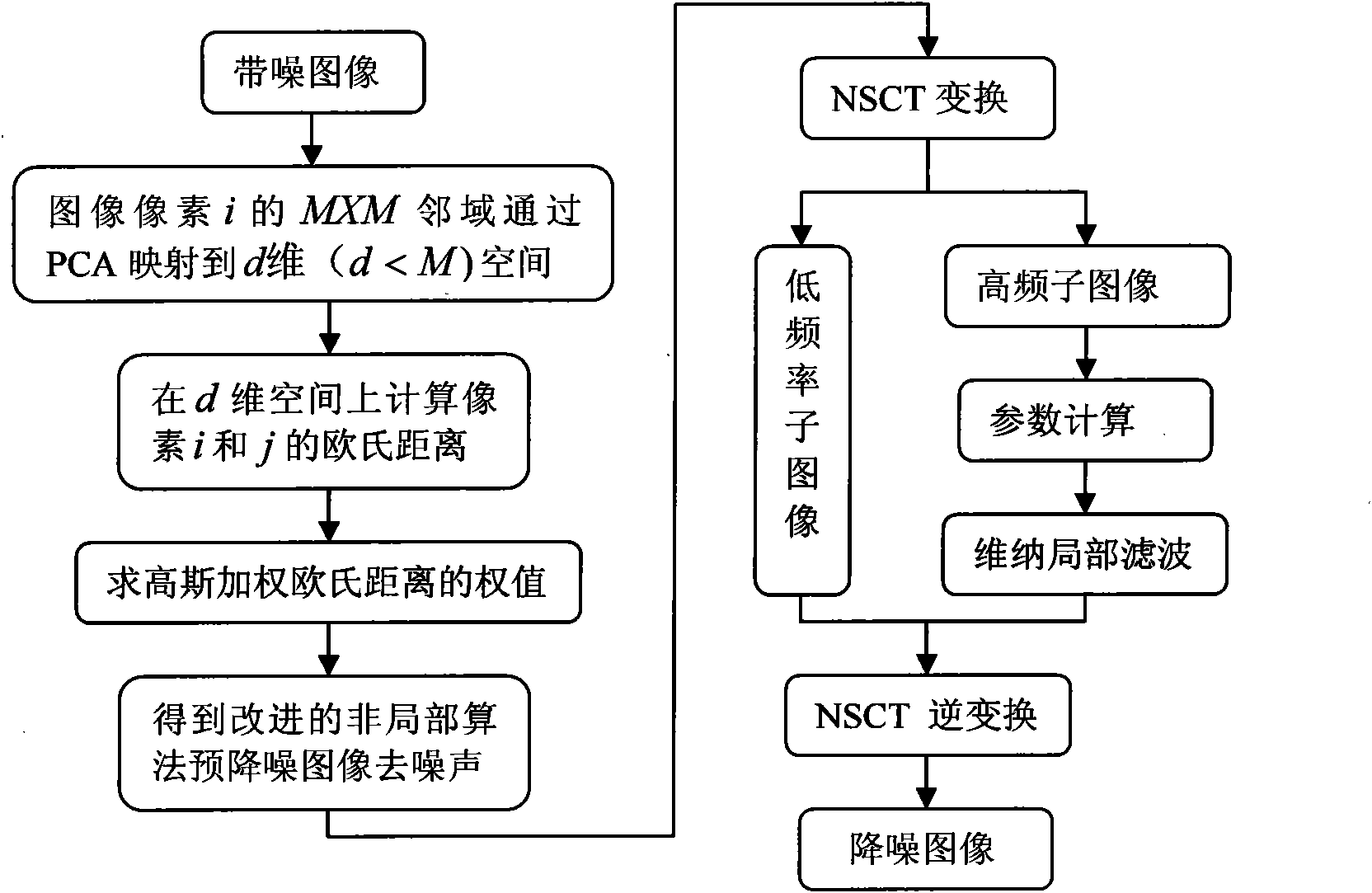 Image denoising method based on non-local means and multi-level directional images