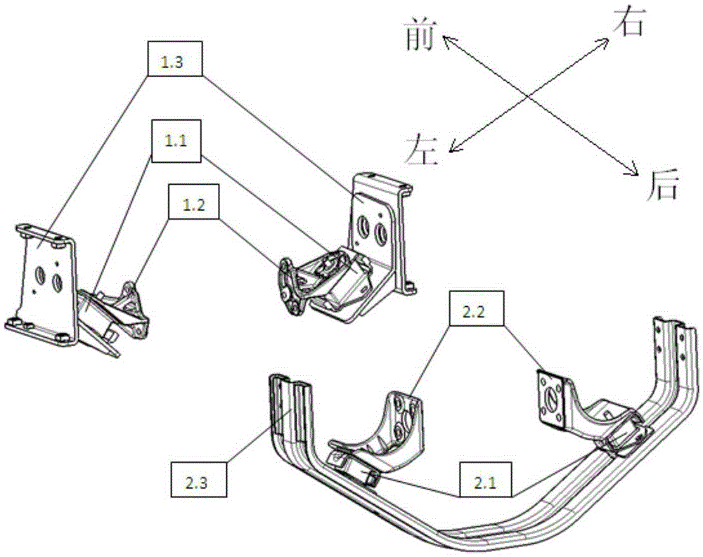 Rear suspension of engine and four-point engine suspension system