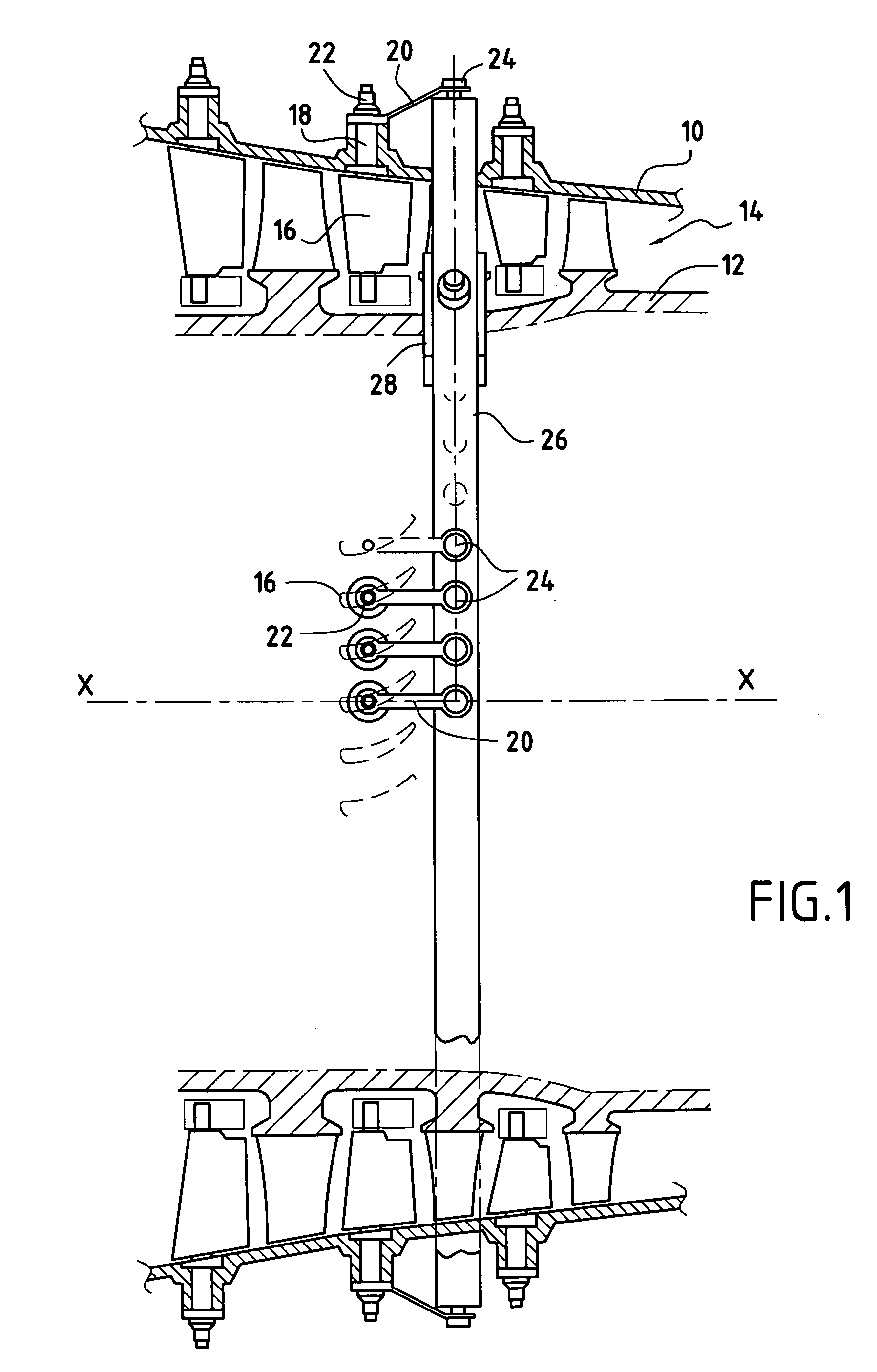 Device for adjusting the centering of a ring for synchronizing the control of pivoting vanes in a turbomachine