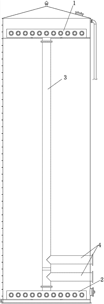 Water distribution device used for cool storage tank and opening and arranging method