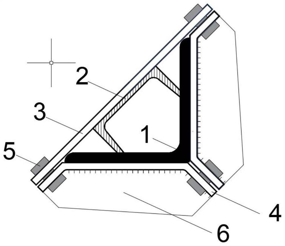 Angle steel reinforcing structure and reinforcing method