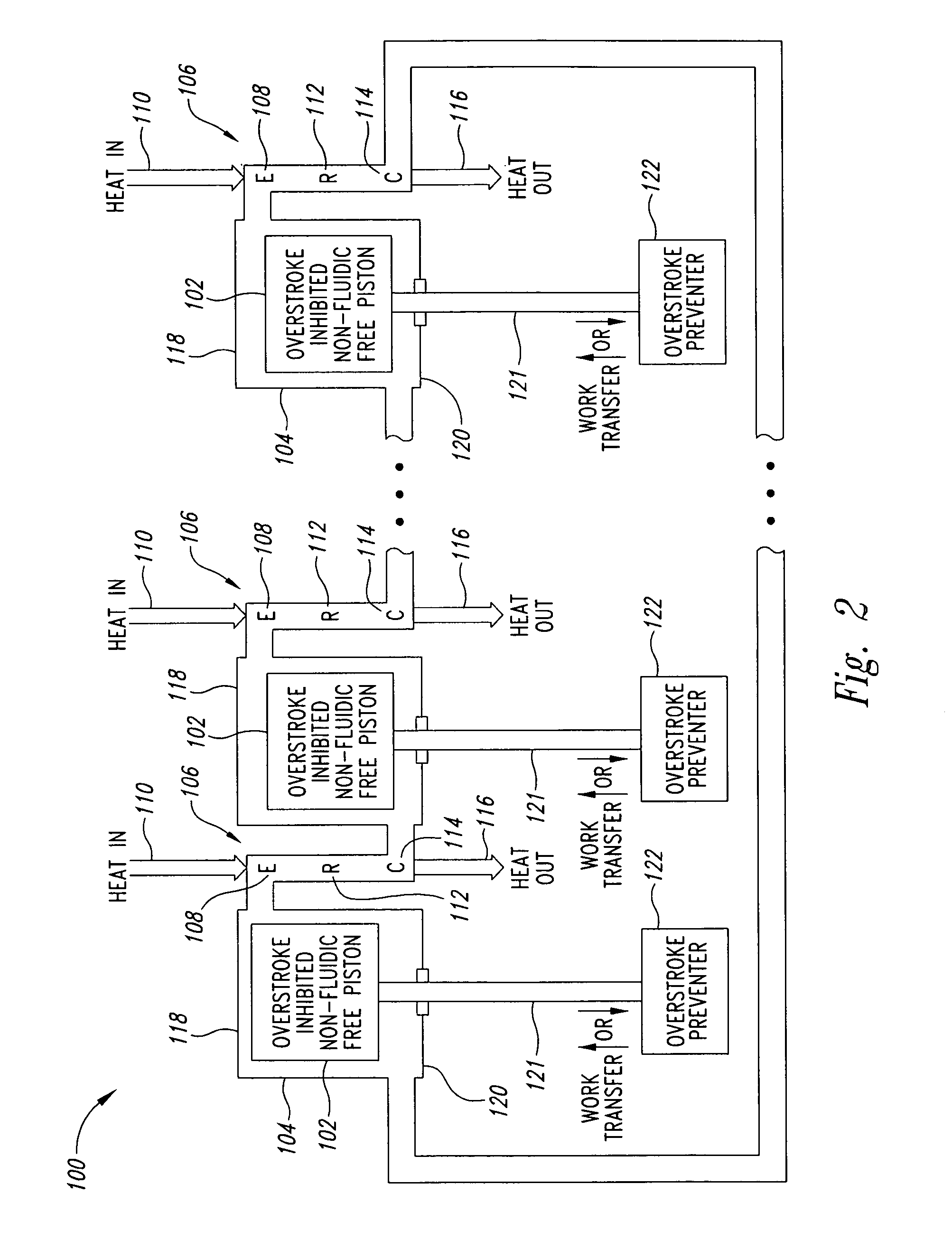 Double acting thermodynamically resonant free-piston multicylinder stirling system and method