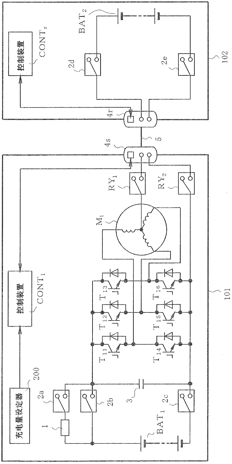 Inter-vehicle charging device