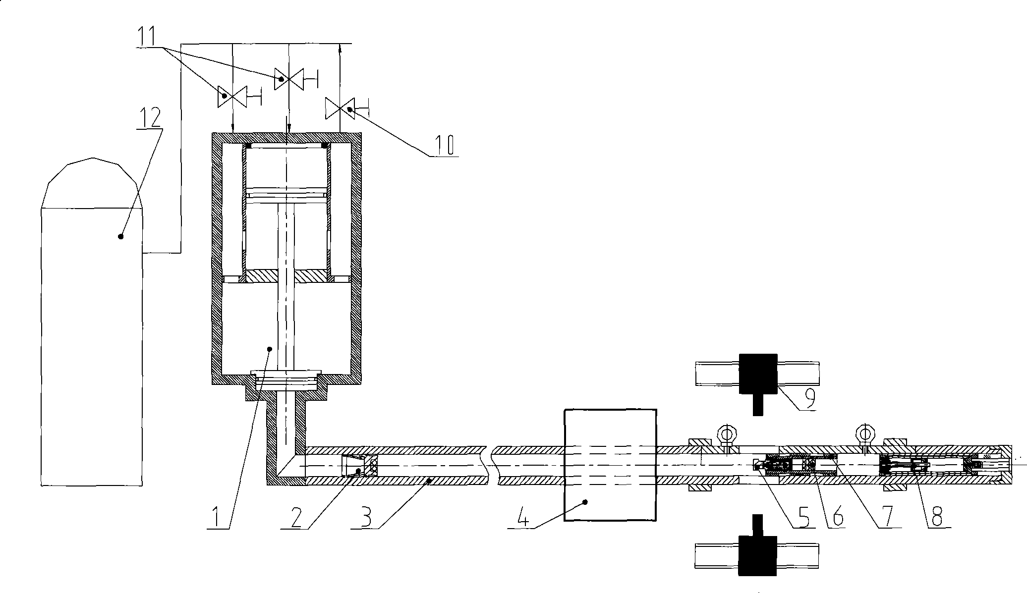 High g value impact acceleration simulation test system and method , test method and application