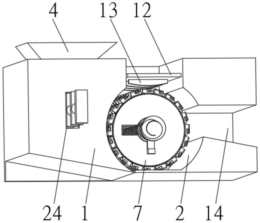 Automatic feeding and neat cutting type straw cutting and grinding device