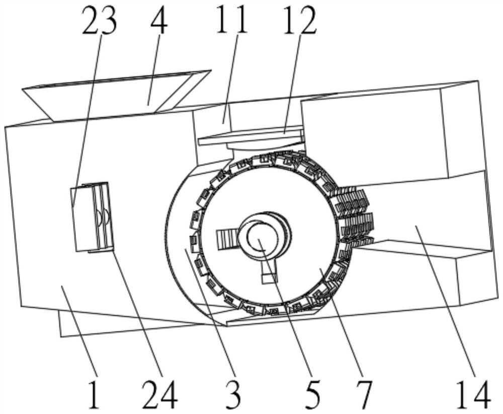 Automatic feeding and neat cutting type straw cutting and grinding device