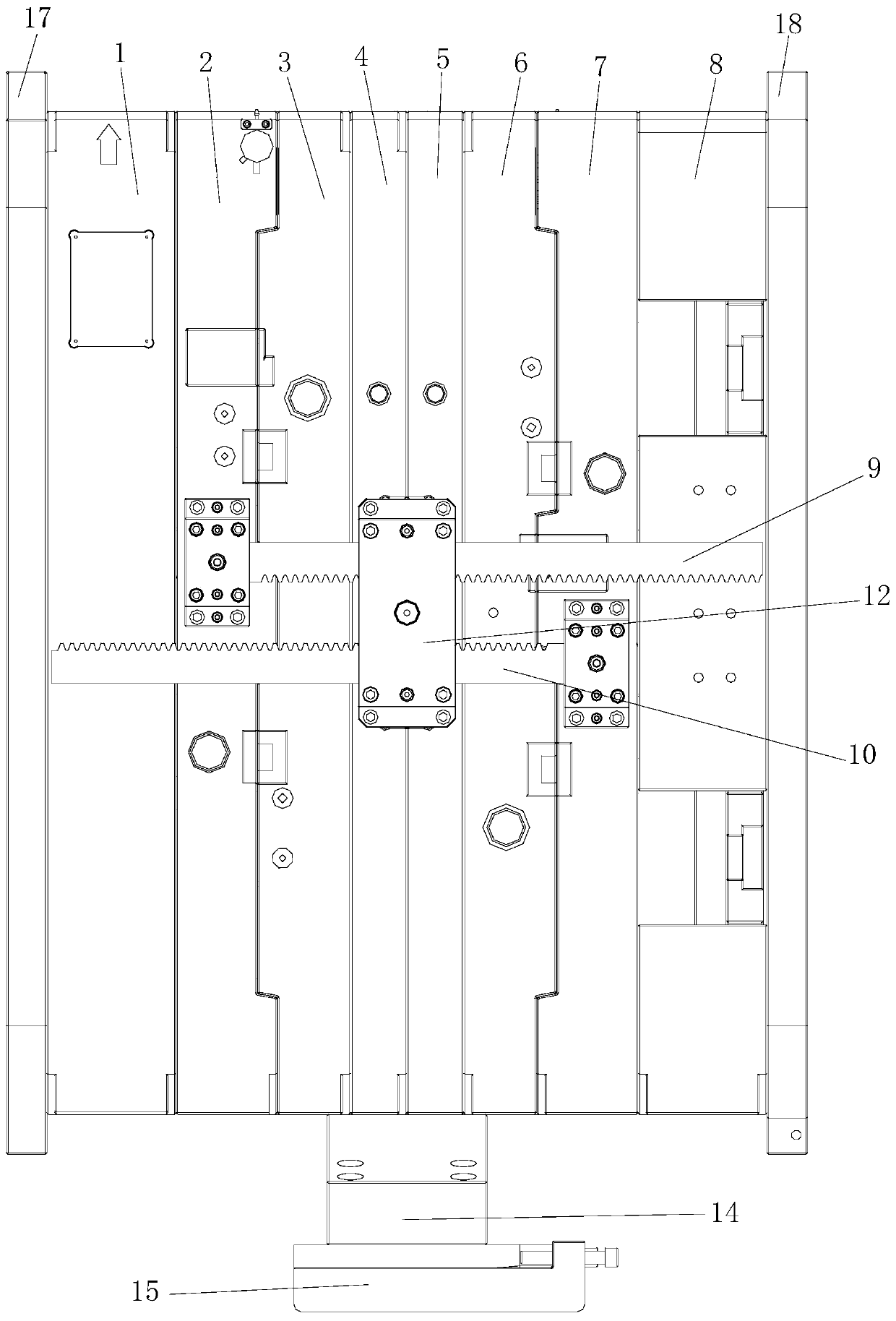 Double-mold-cavity laminated injection mold of round air outlet grid