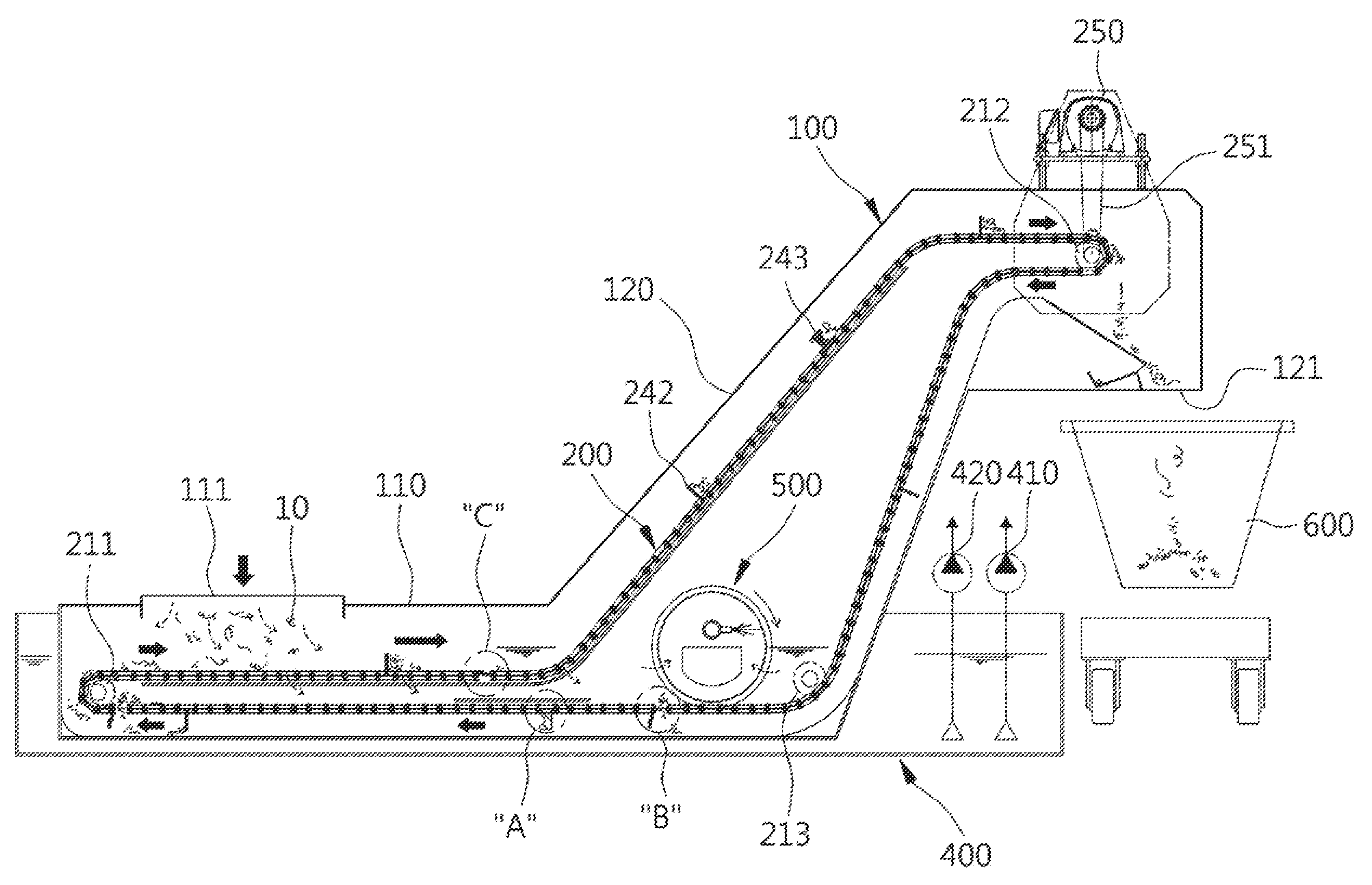 Conveyer apparatus for discharging chips