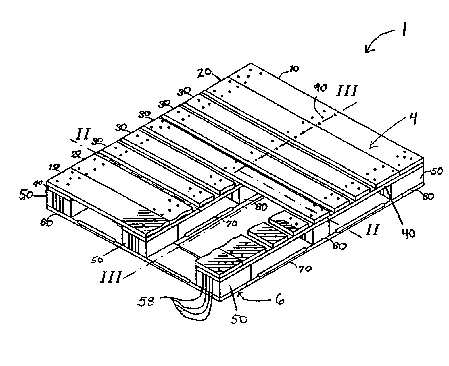 Pallet with laminate blocks