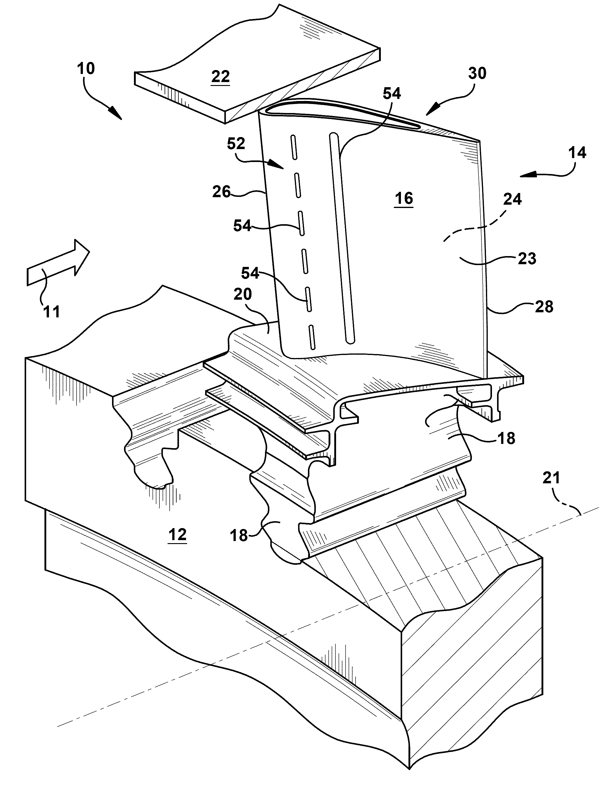 Metered cooling slots for turbine blades