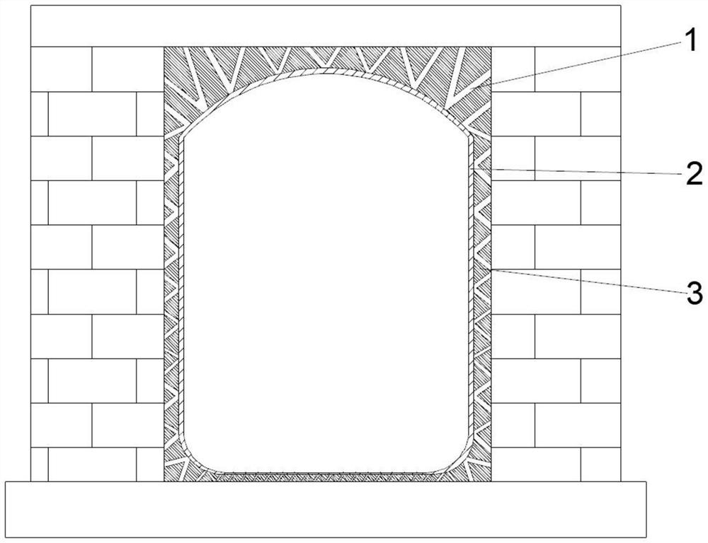 High-performance multi-point anchoring PE plate composite reinforcing and repairing system for drainage ditch and construction method of system