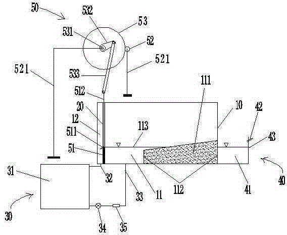 Simulation test model device for studying hyporheic exchange under drive of flood pulse and using method thereof