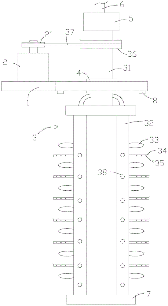 Stirring device for gas-liquid mixing reactor with uniform mixing