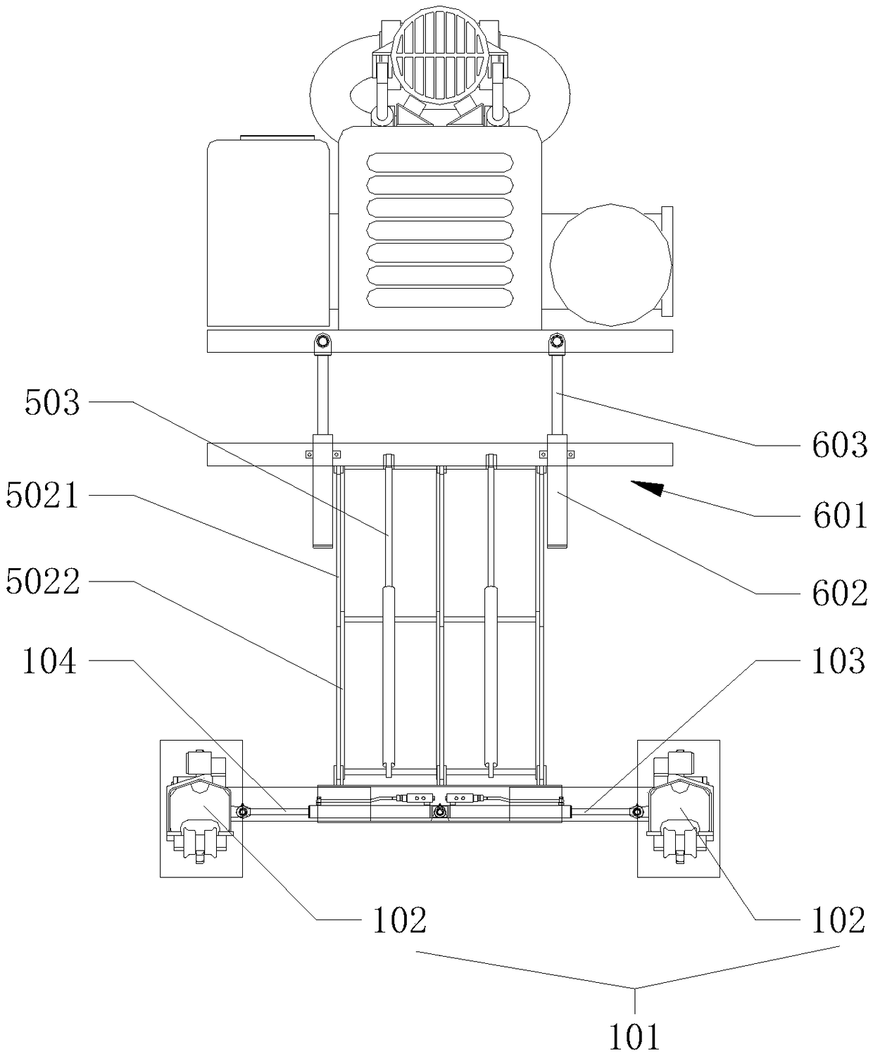 Double-stage lifting type crawler pump truck